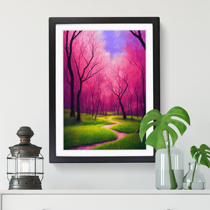 Spring Forest Cherry Tree - Single Picture Frame Print, 64cm H x 46cm W x 2cm D, Oak