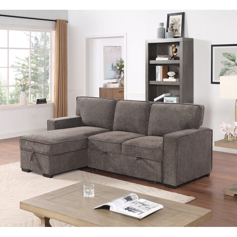 Upholstered Sectional Left Hand Facing, Brown Chenille