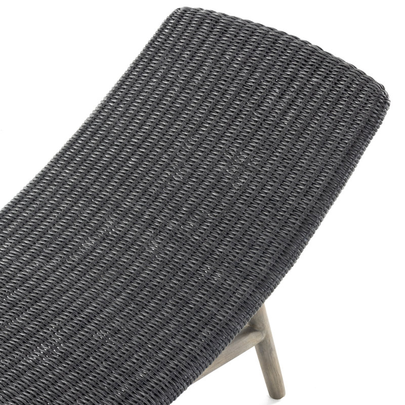 Portia Outdoor Teak Chaise Lounge, Coal, Weathered Gray Teak