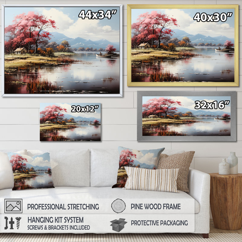 Feuillage d'automne au bord du lac Serenity I, Toile tendue, H 16 po x l 32 po x P 1 po
