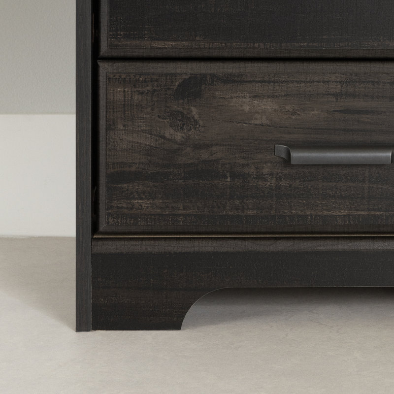 Rubbed Black 2-Drawer Nightstand with Charging Station