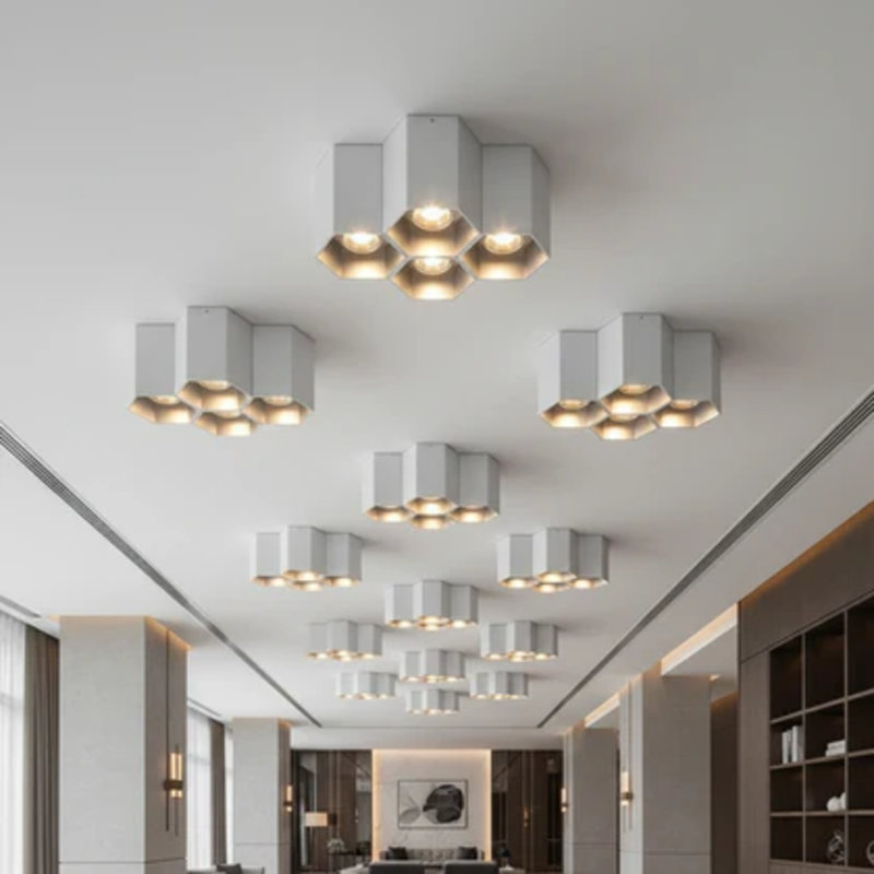 20 Watt Hexagonal Surface Mounted Dimmable Ceiling Downlight, Silver