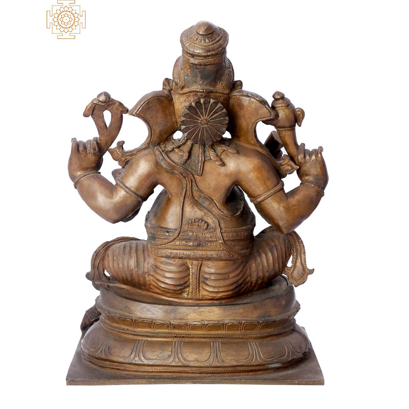 Statue 12 "en bronze Bhaguan Ganesha ji - Idole Panchaloha faite à la main | Madhuchista Vidhana (cire perdue) de Swamimalai