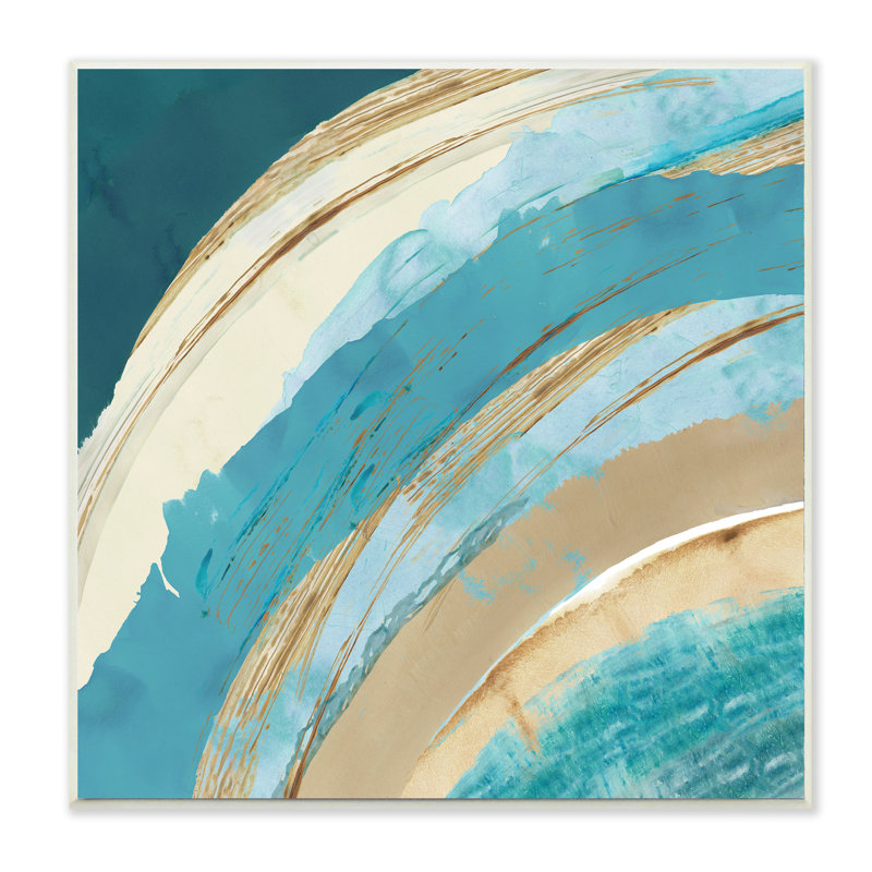 Vague bleue arc-en-ciel abstrait bleu arches beiges, Plaque murale, H 12 po x l 12 po x P 0,5 po