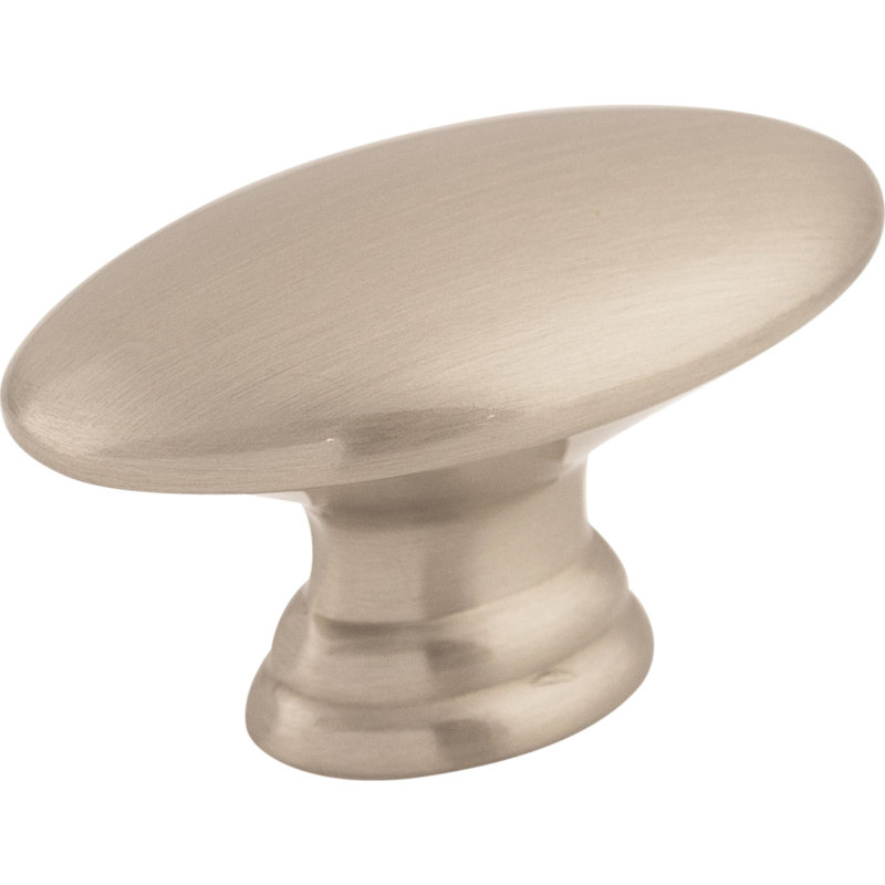 Flat Oval 3/4" Length Oval Knob, Brushed Satin Nickel