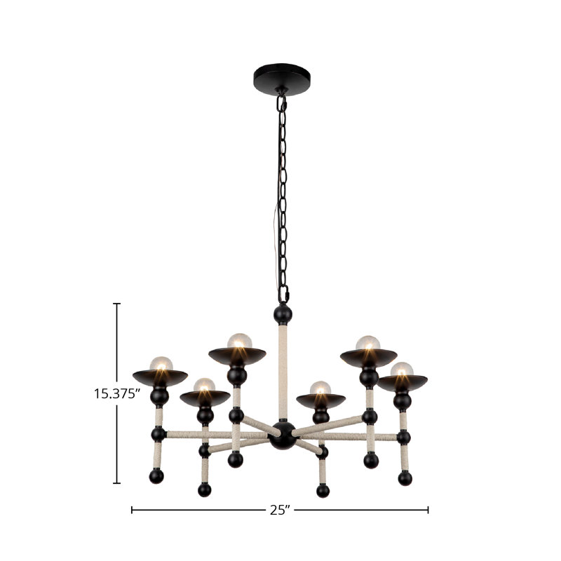 Nadine 6 - Light Chandelier, Matte Black