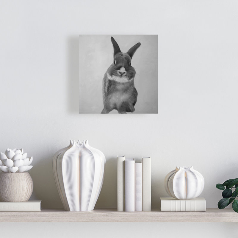 Drôle de lapin gris, reproduction sur toile, Toile tendue, 8" H x 8" W
