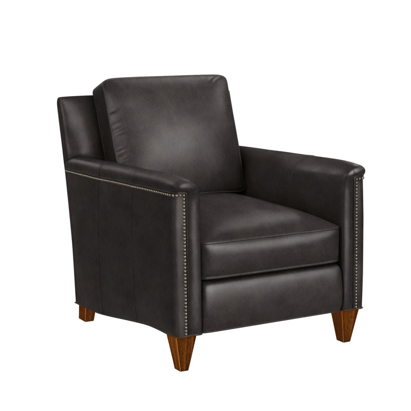 Davidson Armchair, Pewter, New Classiques, Aline Light Grey Genuine Leather