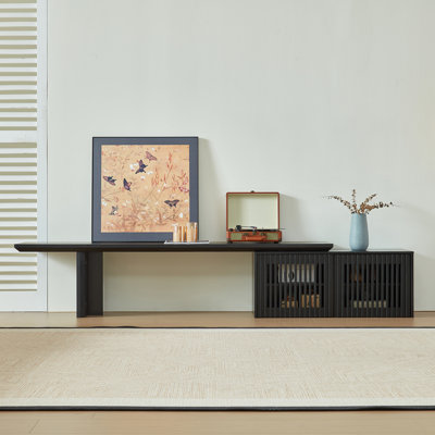 Modern Tv Stand, Entertainment Center With Storage, Extendable Tv Media Console For Up To 55+ Inch, Minimalist Television Cabinet For Living Room/bedroom，Black (78.7"-110" Extendable)