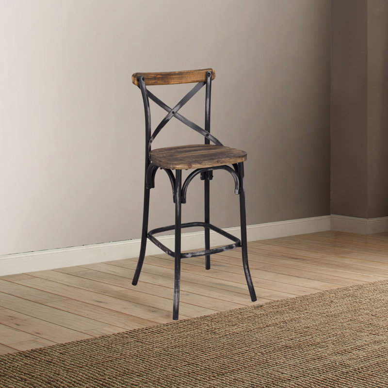Tabouret de bar moderne avec dossier croisé, Brun