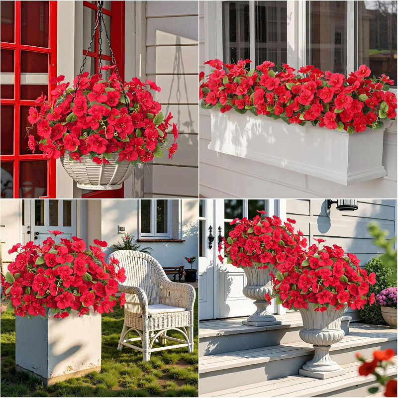 8 paquets de fleurs d'hibiscus artificielles rouges