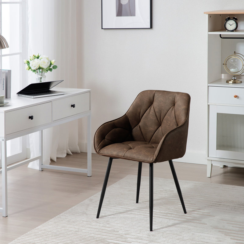 Rigney 50.5cm H Upholstered Metal Side Chair, Dark Brown, 1