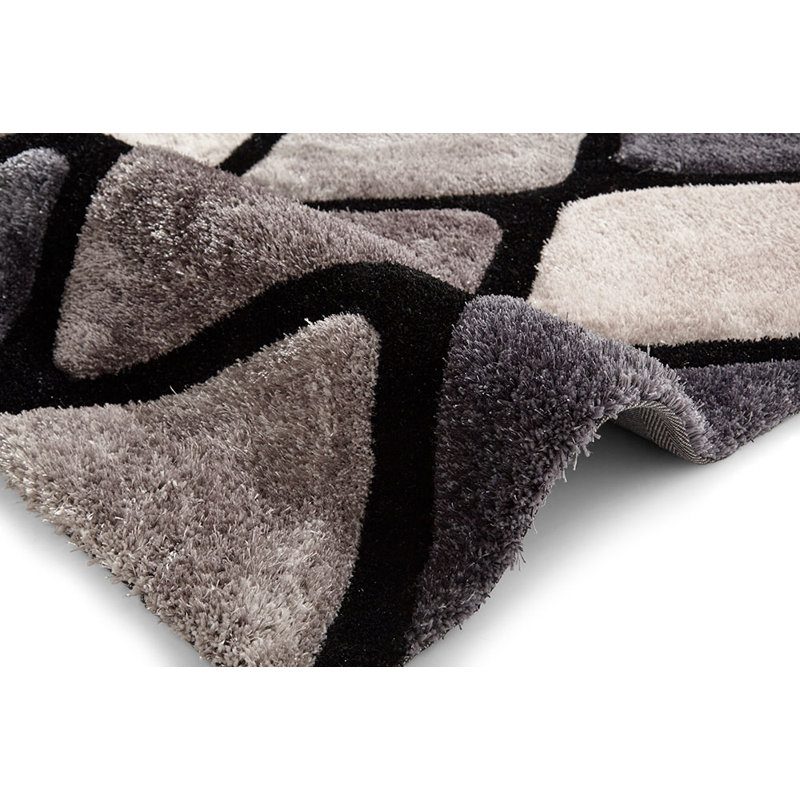 Varda area rug Hand Tufted Rectangle Black, Rectangle 120 x 170cm