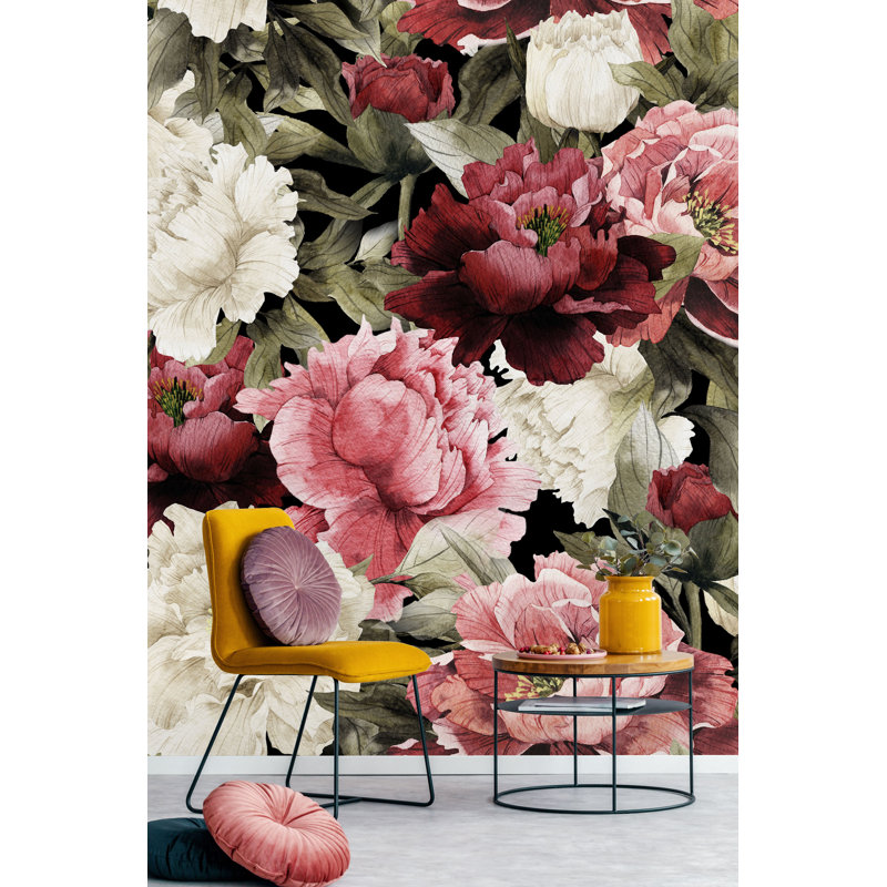 Murale 4 pièces pivoines Killona, L 8,33 pi x l 100 po