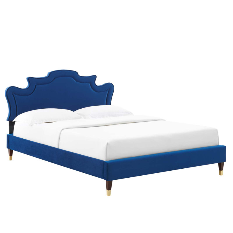 Modway Neena Performance Velvet Bed, Dusty Rose, King