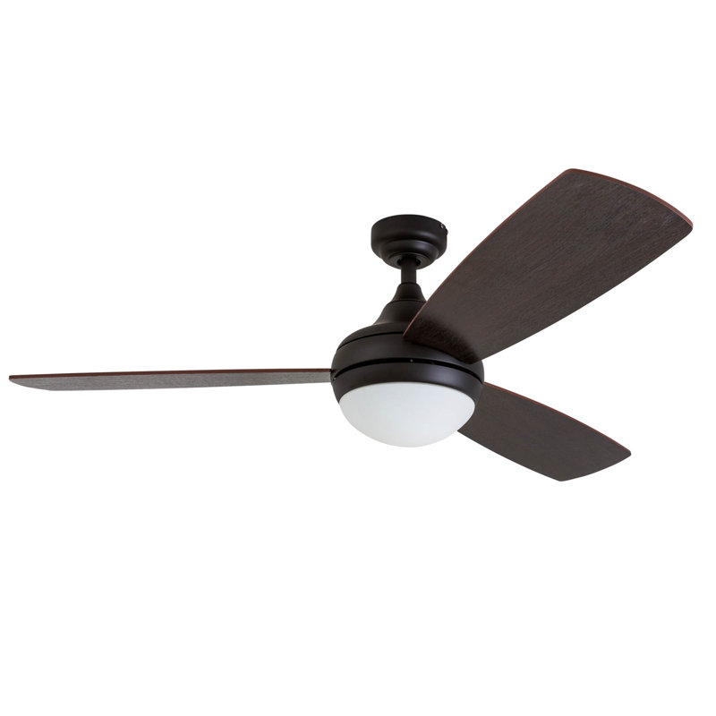 Bruening 52'' Ceiling Fan with Light Kit, Bronze with Brown Blades