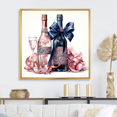 Mode rose et bleu champagne III - art mural mode champagne