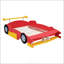 Lit plateforme pleine grandeur en forme de voiture de course avec roues, conception durable et amusante pour les chambres d'enfants