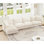 Canapé modulaire en forme de L, canapé à 4 places avec accoudoirs souples, canapé à assise profonde en chenille avec 2 grands coussins, canapé confortable pour le salon, appartement, tissu en chenille, crème