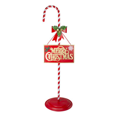 39" Red and White Merry Christmas Outdoor Candy Cane Sign