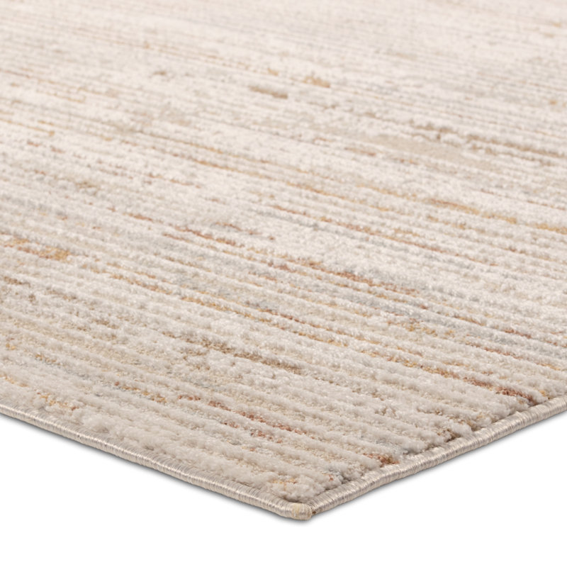 Tapis beige / crème en polyester tissé à la machine Rectangle Gabreial, Rectangle 6 pi 7 po x 9 pi 6 po