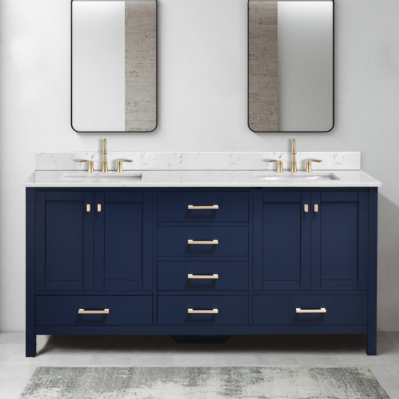 72 Inch Bathroom Vanity With Double Sinks, Blue