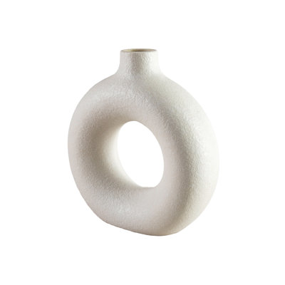 Vase en céramique blanc 7 pouces Wrought Studio ™ - Design creux élégant pour un décor moderne