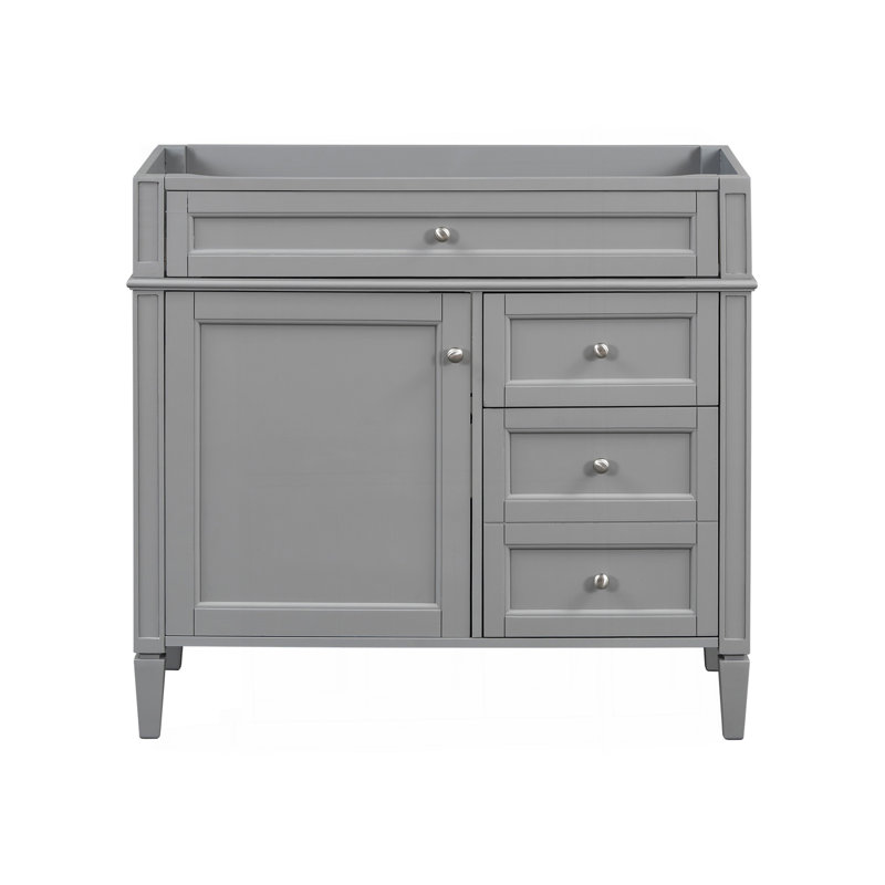 Meuble-lavabo de 36 po sans lavabo supérieur, armoire de rangement moderne avec 2 tiroirs et un tiroir basculant, structure en bois massif