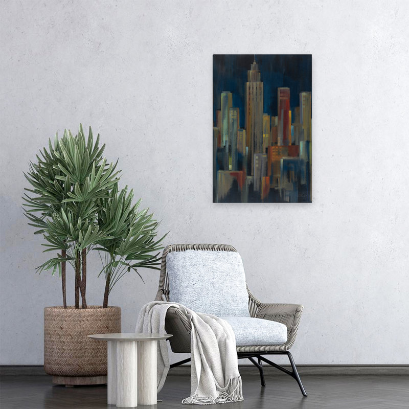 New York Nights II - Architecture noir bleu brun, H 24 po x l 16 po