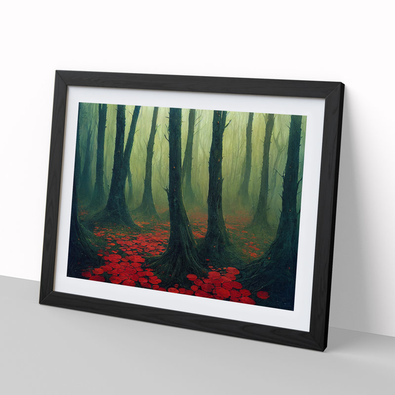 Beaming Forest - Single Picture Frame Print, 25cm H x 34cm W x 2cm D, Black