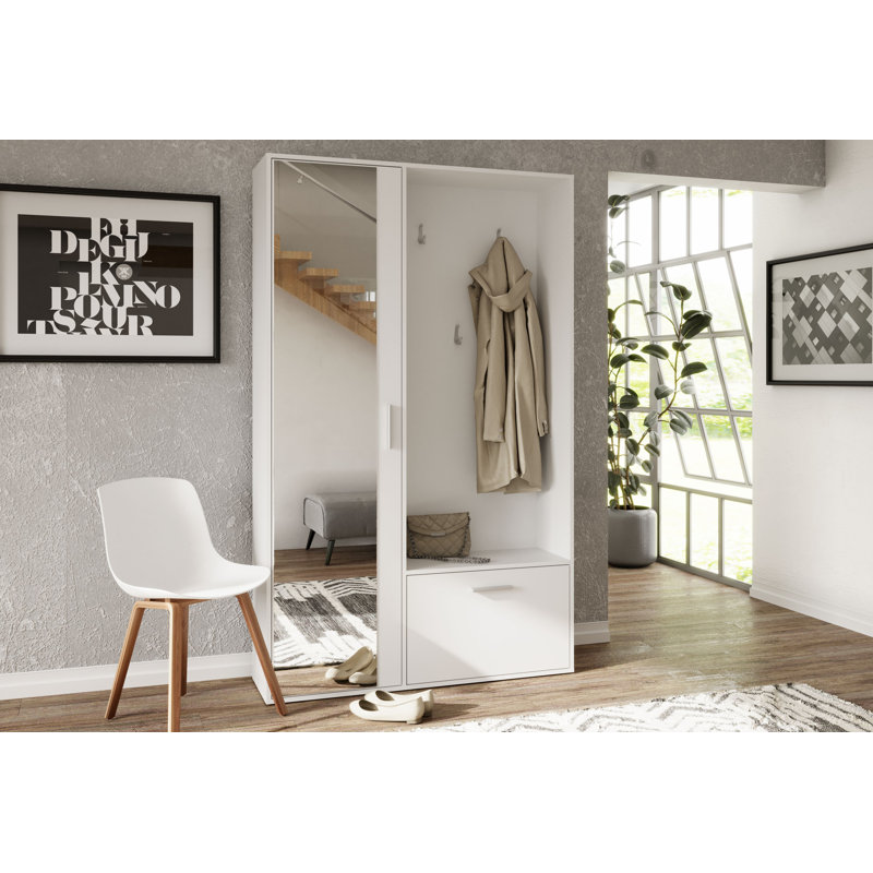 Entrance Wardrobe BIS Hall Tree 120cm Wide with Shoe Storage, White