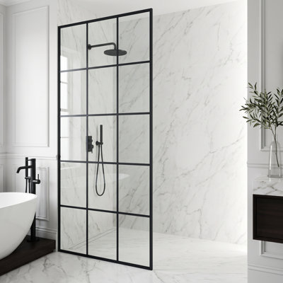 Mosaic 34" W x 74" H Fixed Framed Shower Screen with 3/8" Glass