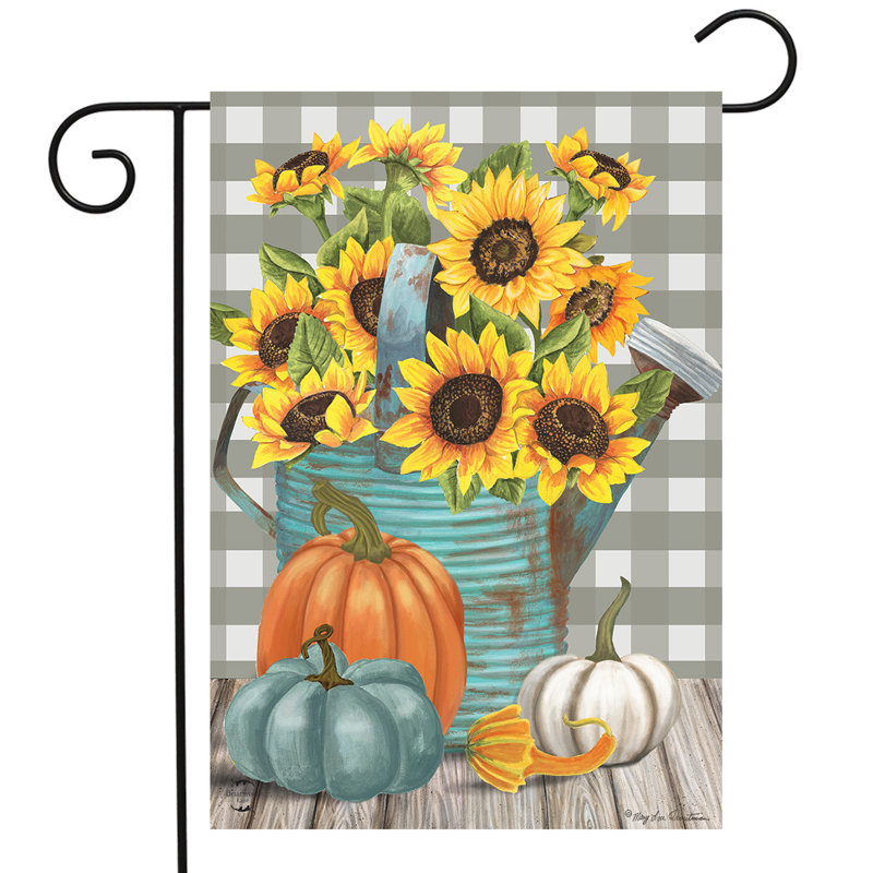 Drapeau de jardin pour arrosoir tournesol, Yellow/Light Grey Summer