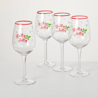 Funny Phrases Christmas Stemless Plastic Wine Glasses, 15oz, 4pc