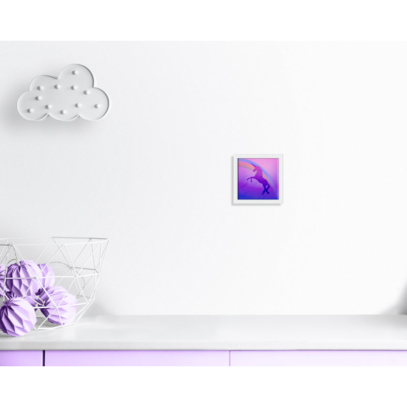 « licorne 2 », art encadré, H 9 po x l 9 po x P 1,19 po, Encadré de boîte blanc