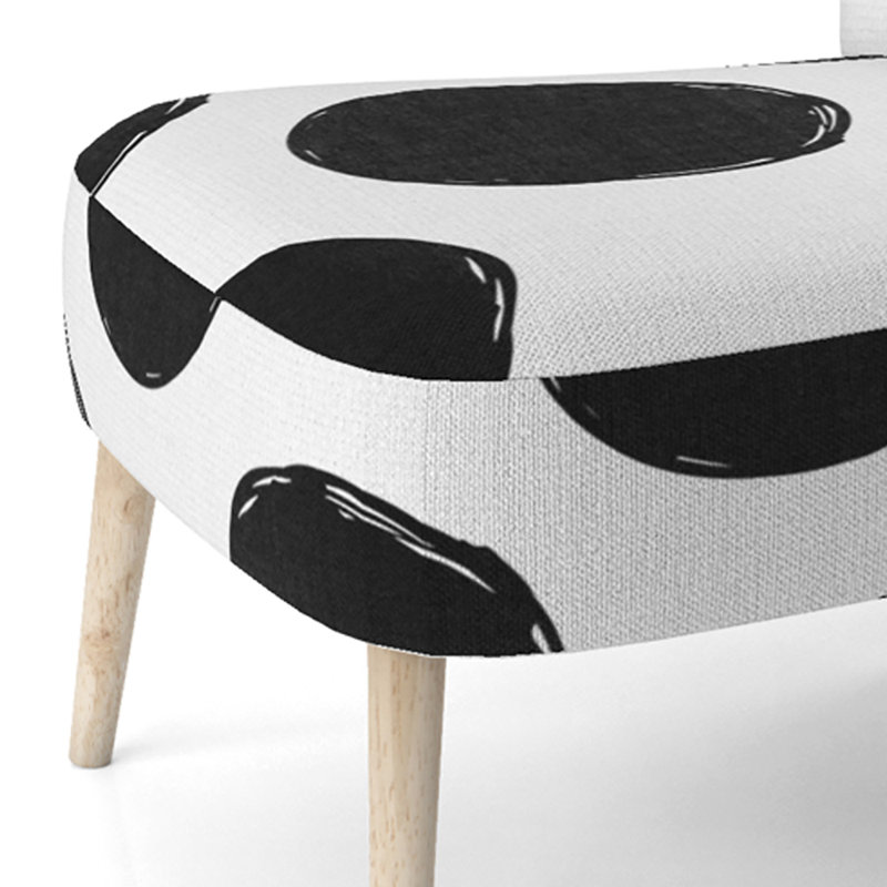Chaise d'appoint rembourrée noire à motif de cercles noirs