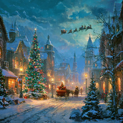 Christmas Tree Under Moonlight Wrapped Canvas Wall Art