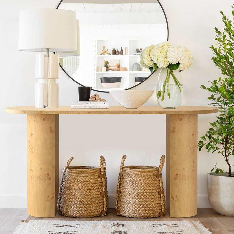 Drusi 60" Burl Wood Waterfall Console Table