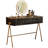 High-quality makeup vanity,Saddle Grain Faux Leather Finish, Tempered Glass top,LED mirror,Built-in Outlet,6 Drawers,very easy to assemble-332305041