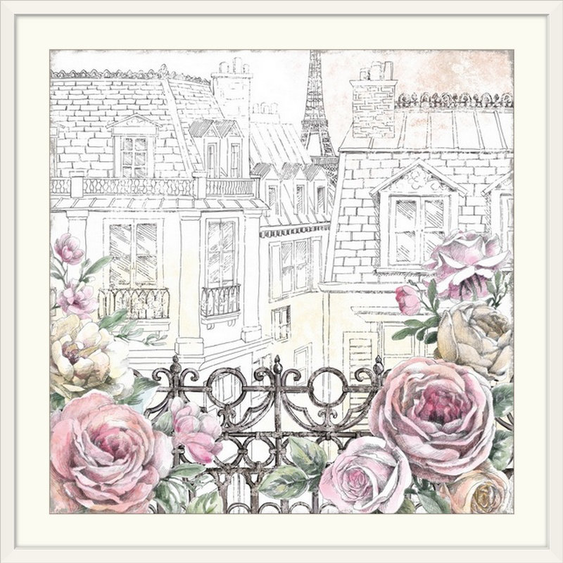 « paris roses ii », reproduction d’impression sur toile, H 24 po x l 24 po x P 1 po, Cadre blanc