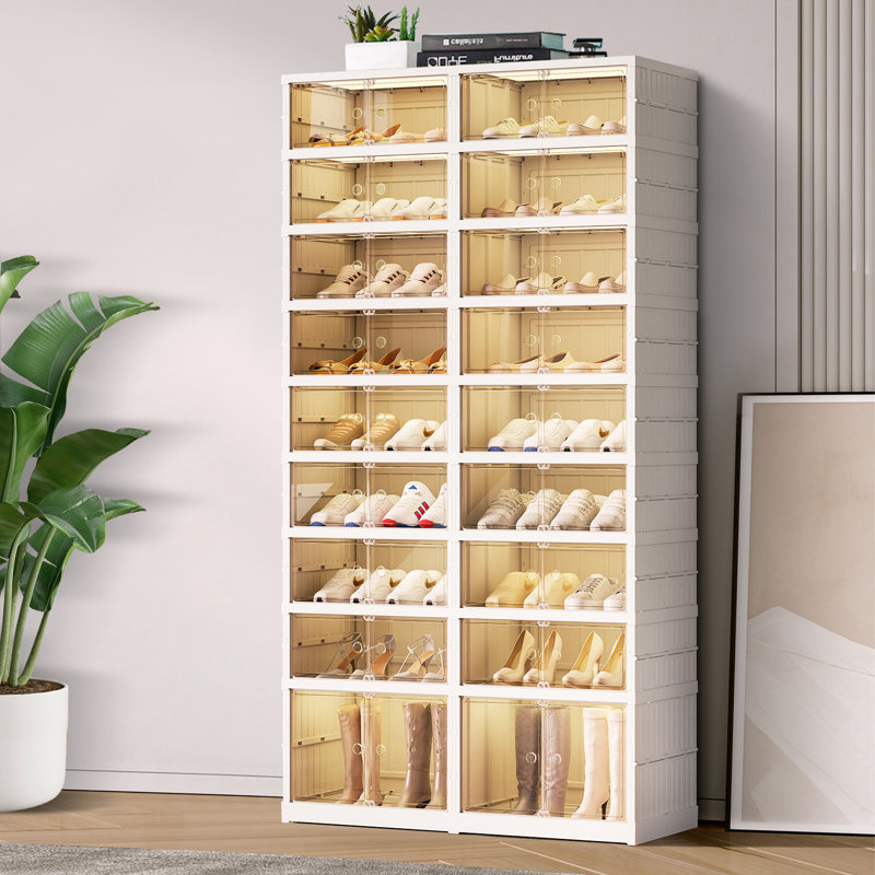 Armoire de rangement à chaussures empilable en plastique à 9 étages 18-36 paires pour l'entrée facile à assembler