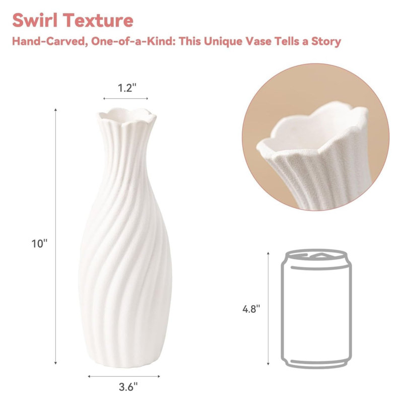 Swirl White Ceramic Vase