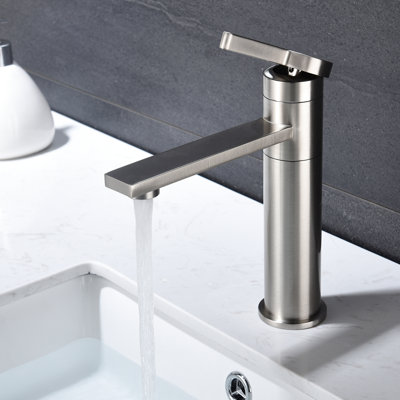Single Handle Bathroom Sink Faucet In Brushed Nickel, Stainless Steel, Spot-, Minimizes Cleaning, One For Easy Water , Rounded Lines A Relaxed Look Nickel Faucet, Handle, Spot- Finish Reduced