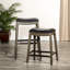 Tabouret de bar de 30 po au fini gris patiné, siège en cuir noir - une option de siège élégante pour votre tabouret, apparence, siège, structure solide et décoration-64421845-64421850