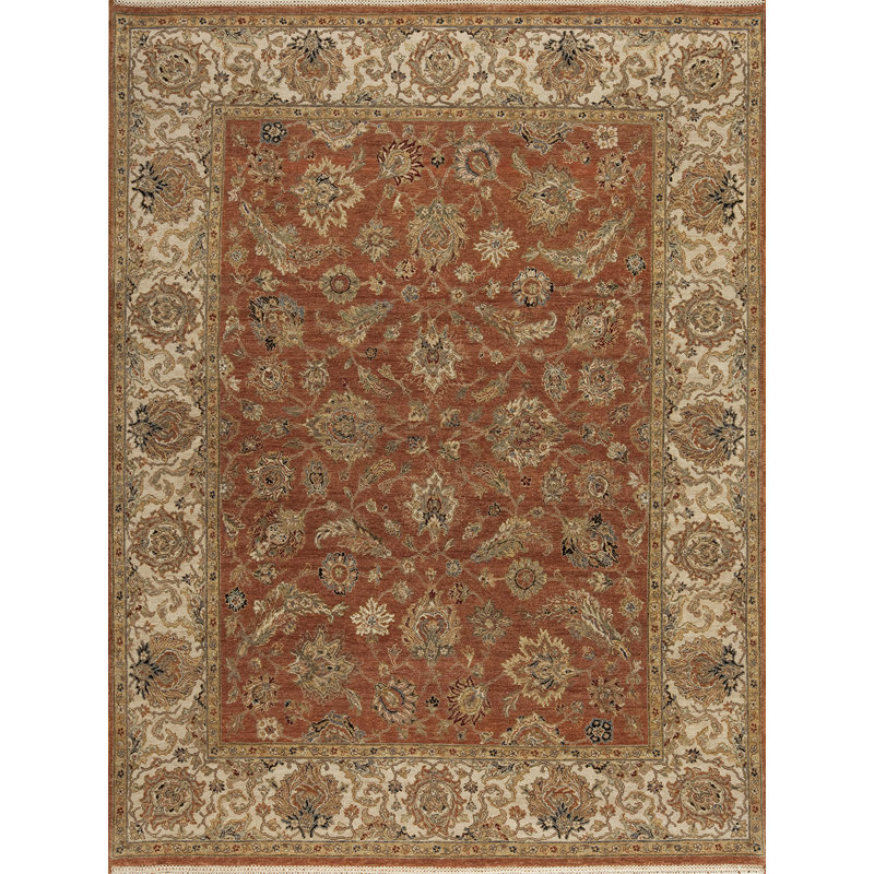 Sovereign Hand Knotted Wool Area Rug in Pink, Rectangle 6' x 9'