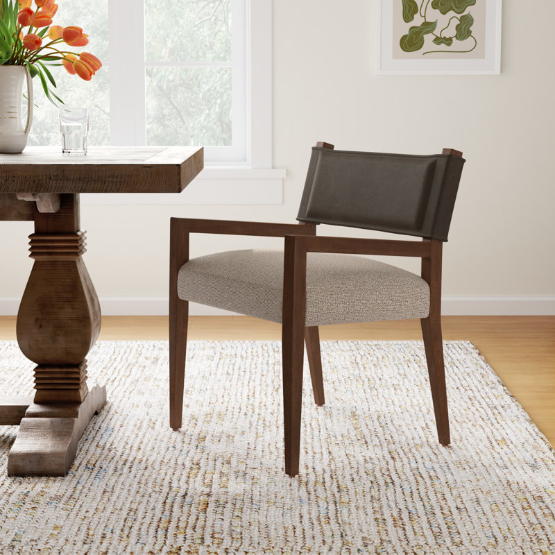 Lorretta Arm Chair, Dark Brown, Gray Viscose/Polyester
