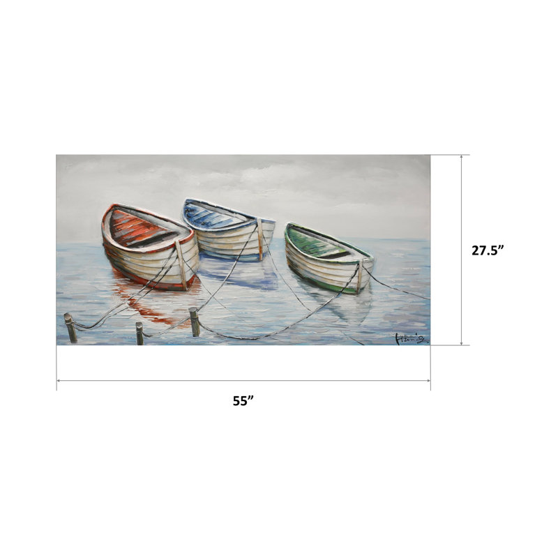« plage harmonie ii », impression sur toile grise/bleu