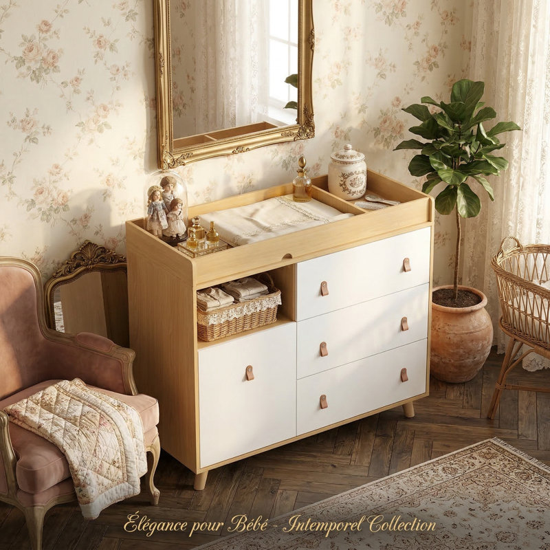 Kymani Changing Table Dresser, Wood/White