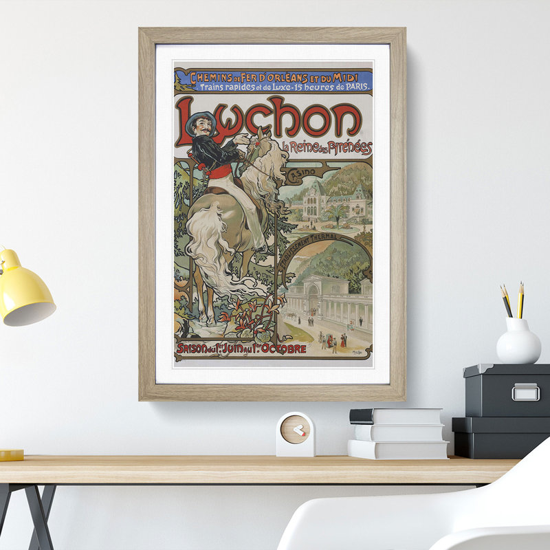 Luchon by Alphonse Mucha - Picture Frame Painting, Oak Framed, 48cm H x 36cm W x 2cm D