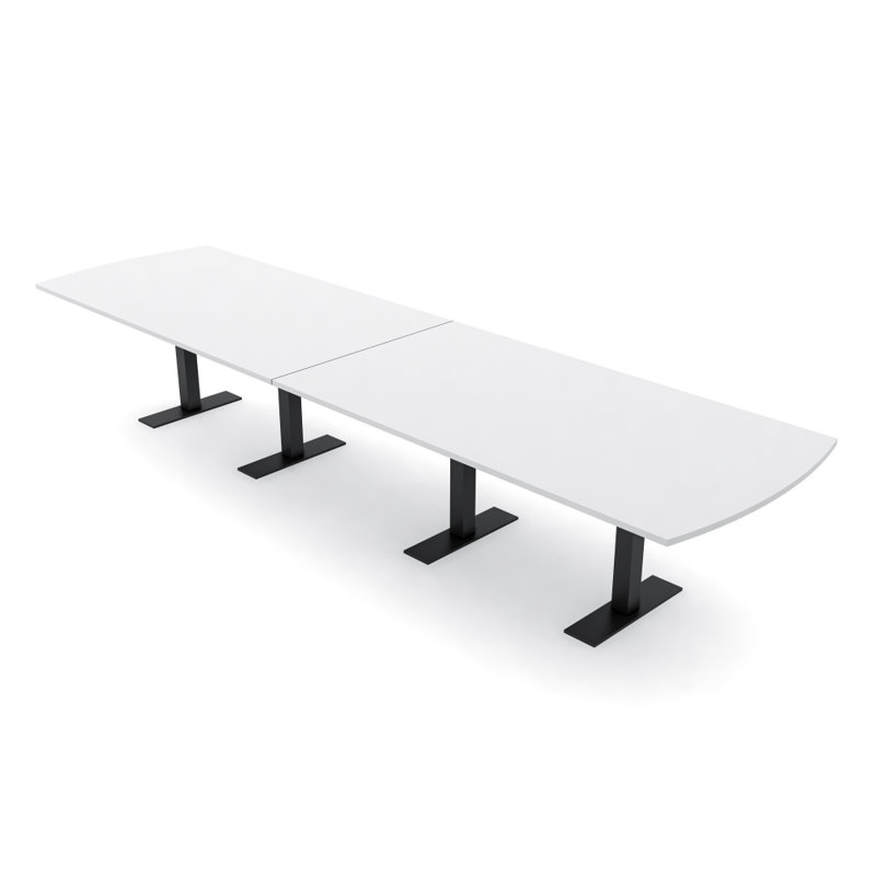 Table de conférence Pavert Arc, H 30 po x l 168 po x P 48 po, Noir mat, Brouillard gris